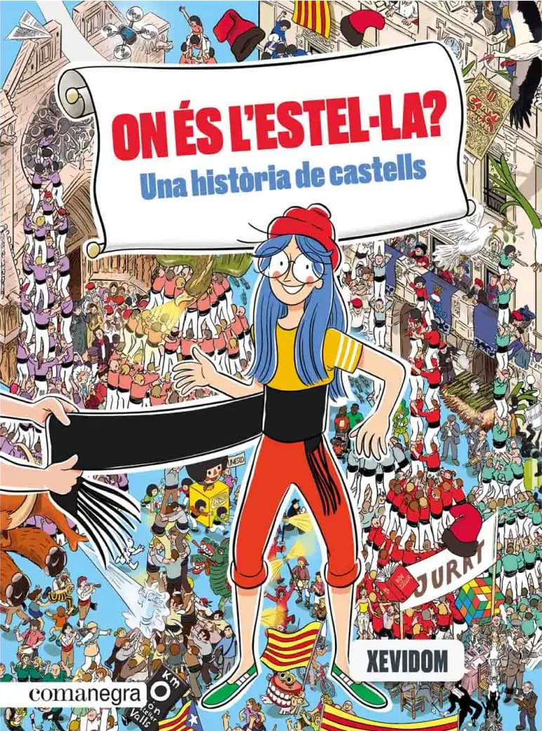 Portada del llibre «On és l’Estel·la? Una història de castells», il·lustrat per l’estudi